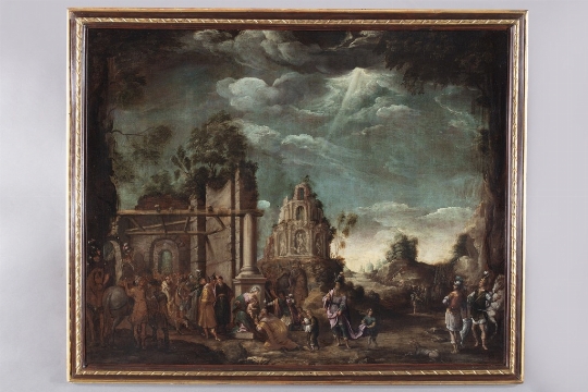 Domenico Carpinoni (Clusone 1566 - 1658) Adorazione dei Magi tra rovine classiche 