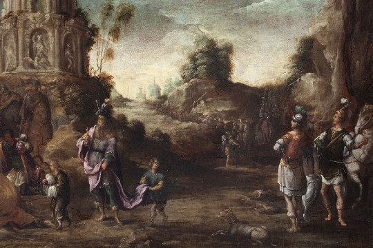 Domenico Carpinoni (Clusone 1566 - 1658) Adorazione dei Magi tra rovine classiche 